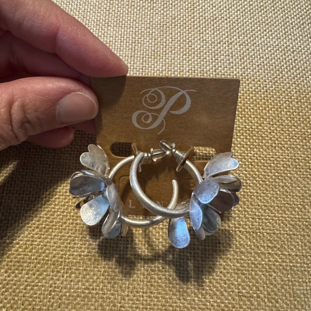 Plunder Silver Petal Hoop Earrings